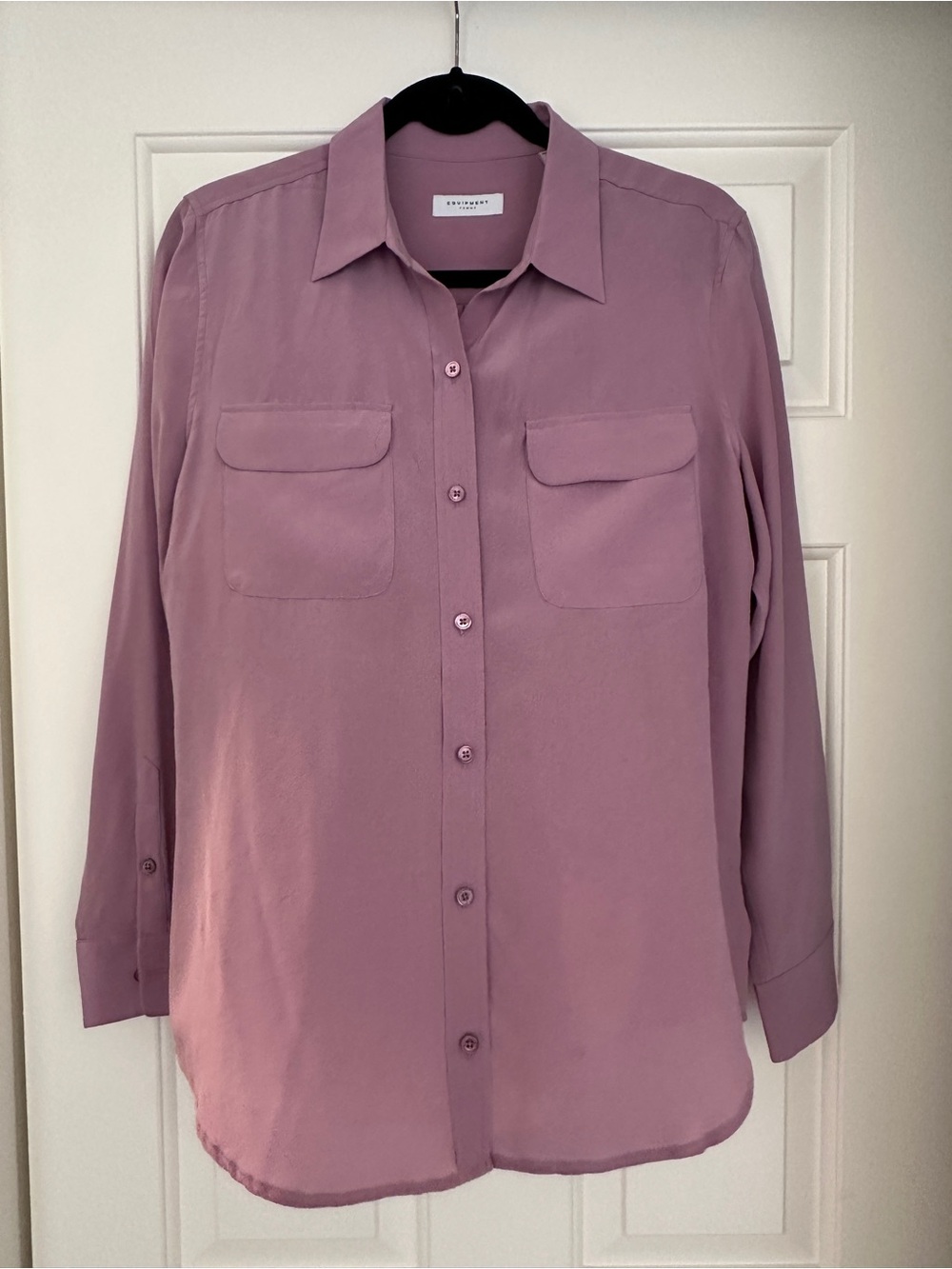 100% Silk Equipment Lavender Button-Up Shirt